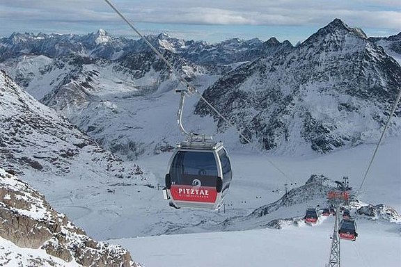Gondola lifts and ski lifts take you uphill